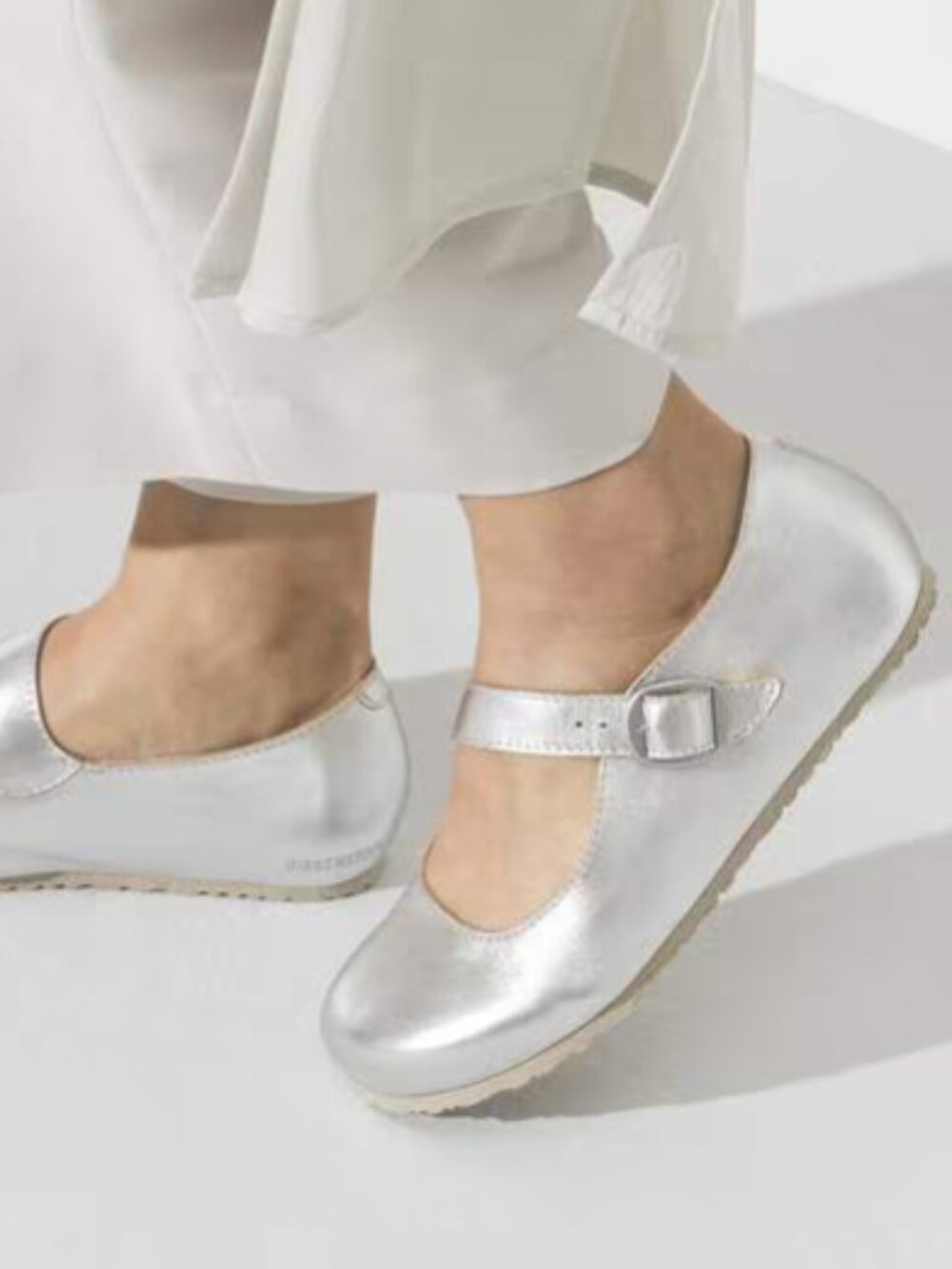 BIRKENSTOCK Women's Tracy Mary Jane Flats Silver Metallic Size 42 EU/11-11.5 US